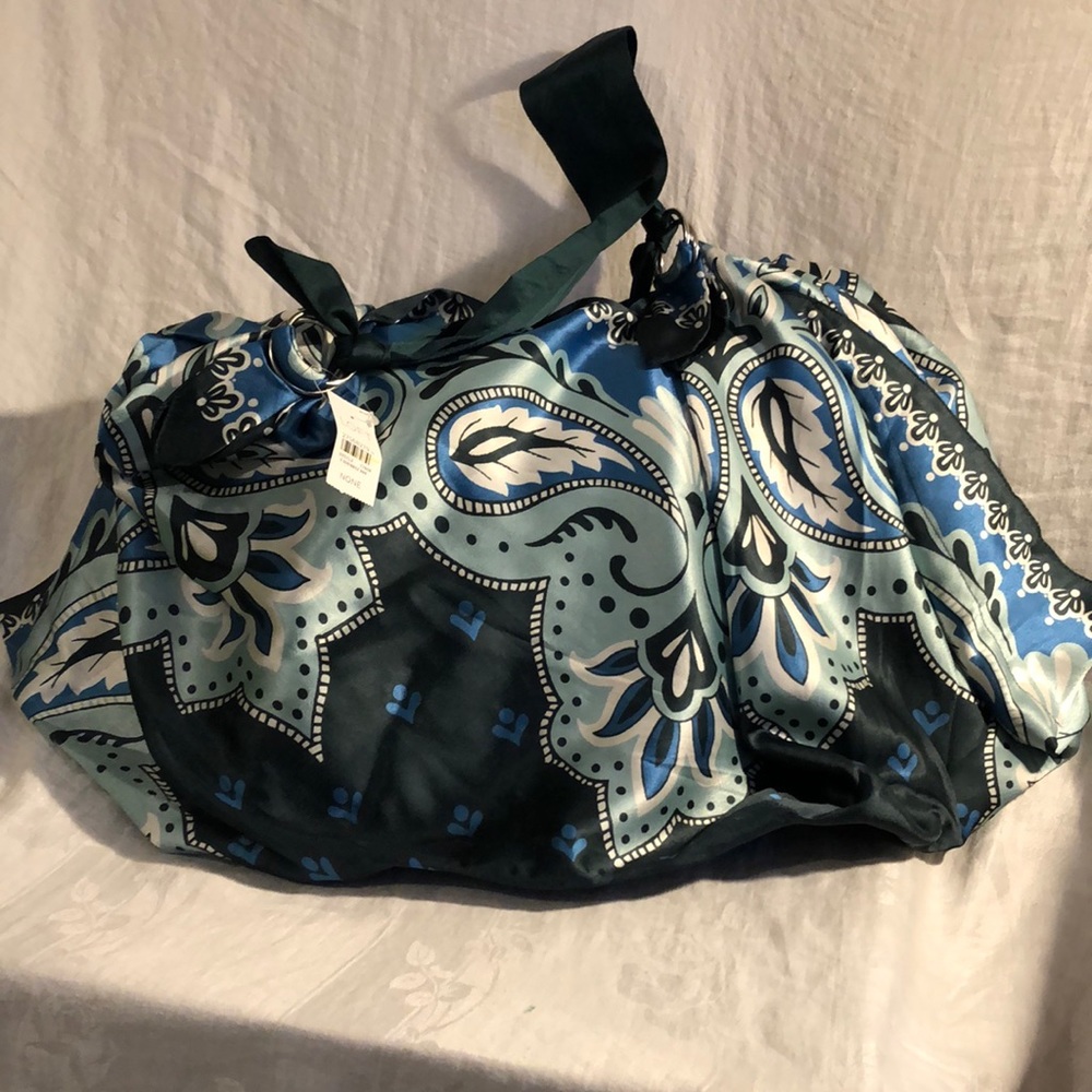 Loft silk hobo bag w/silver ring detail